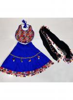 Art Silk Royal Blue Navratri Wear Kutchi Work Readymade Kids Lehenga Choli